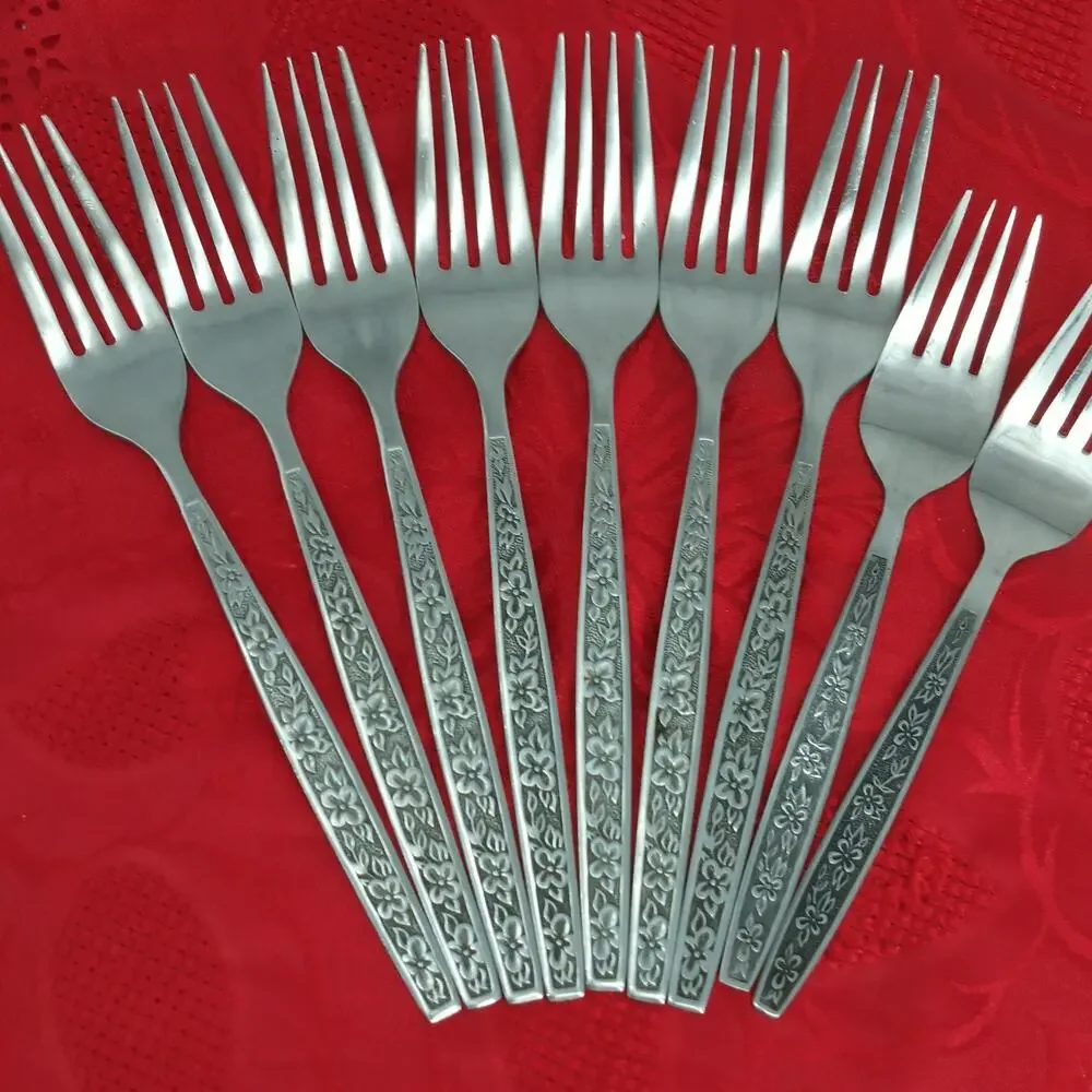 9X Forks La Spana Stanley Roberts Stainless MCM Dinner Salad Flatware
